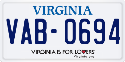 VA license plate VAB0694