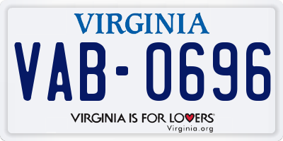 VA license plate VAB0696