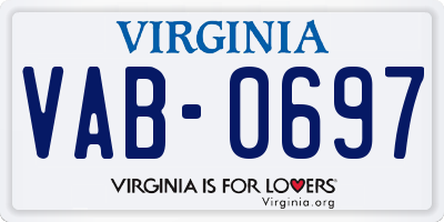 VA license plate VAB0697