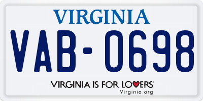 VA license plate VAB0698