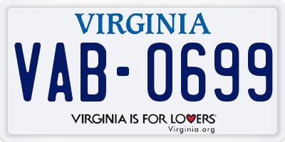 VA license plate VAB0699