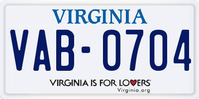 VA license plate VAB0704