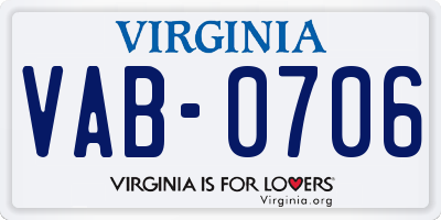 VA license plate VAB0706