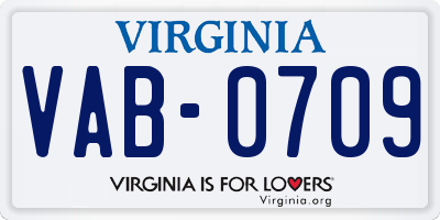 VA license plate VAB0709