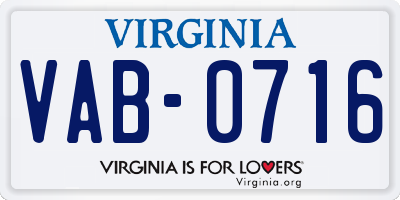 VA license plate VAB0716