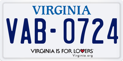 VA license plate VAB0724