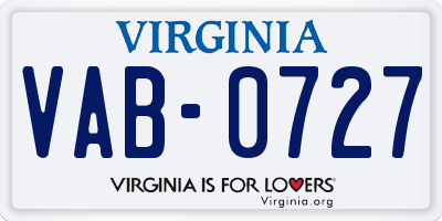 VA license plate VAB0727