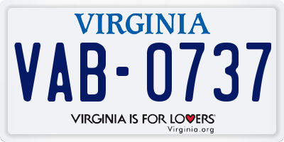 VA license plate VAB0737