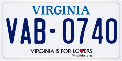 VA license plate VAB0740