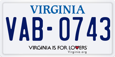 VA license plate VAB0743