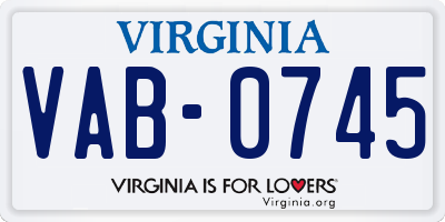 VA license plate VAB0745