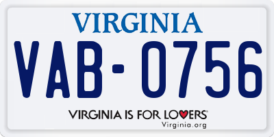 VA license plate VAB0756