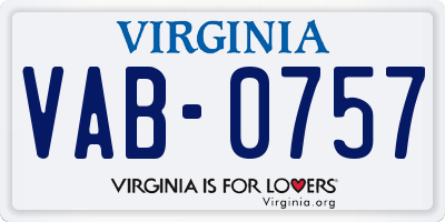 VA license plate VAB0757