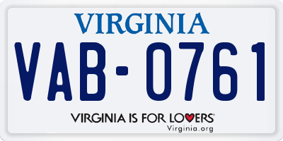 VA license plate VAB0761