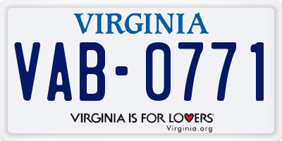 VA license plate VAB0771