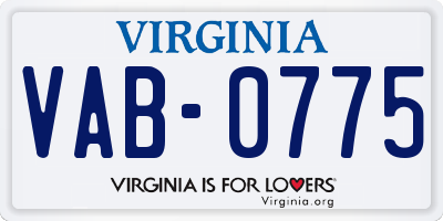 VA license plate VAB0775