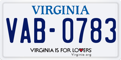 VA license plate VAB0783