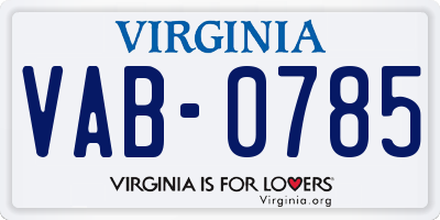 VA license plate VAB0785