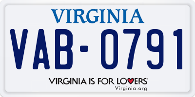 VA license plate VAB0791