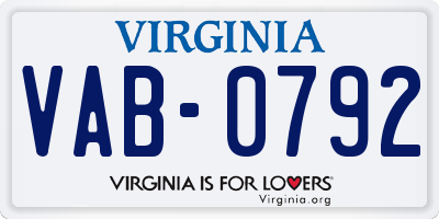 VA license plate VAB0792