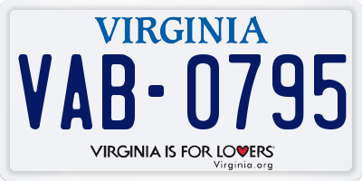 VA license plate VAB0795