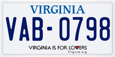 VA license plate VAB0798