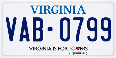 VA license plate VAB0799