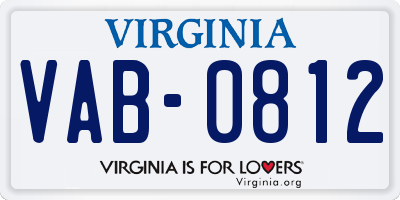 VA license plate VAB0812