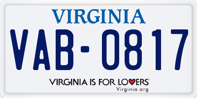 VA license plate VAB0817