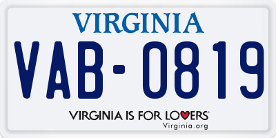 VA license plate VAB0819