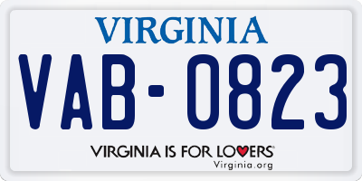 VA license plate VAB0823