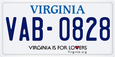 VA license plate VAB0828