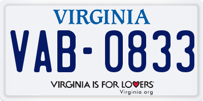 VA license plate VAB0833