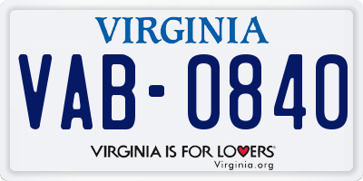 VA license plate VAB0840