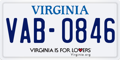 VA license plate VAB0846