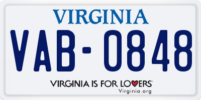 VA license plate VAB0848