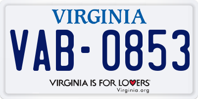 VA license plate VAB0853