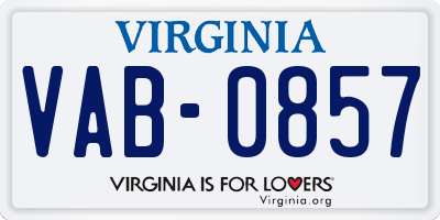 VA license plate VAB0857