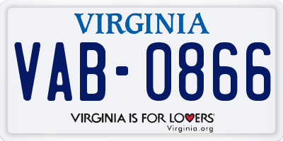 VA license plate VAB0866