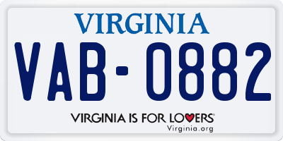 VA license plate VAB0882