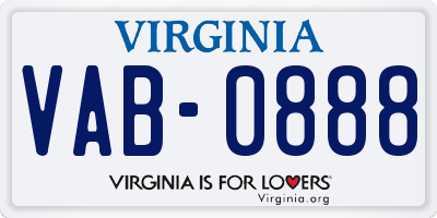 VA license plate VAB0888