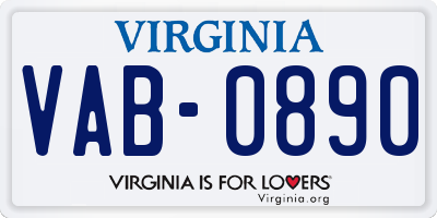 VA license plate VAB0890