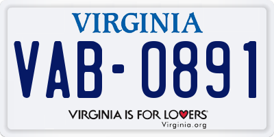 VA license plate VAB0891