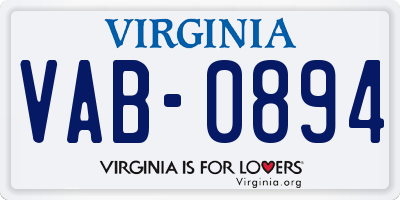 VA license plate VAB0894