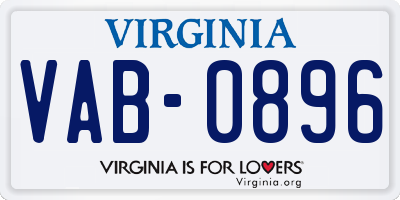 VA license plate VAB0896