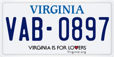 VA license plate VAB0897