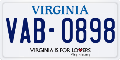 VA license plate VAB0898