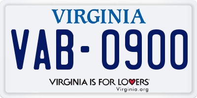 VA license plate VAB0900