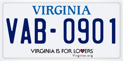 VA license plate VAB0901