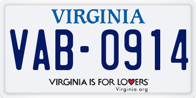 VA license plate VAB0914